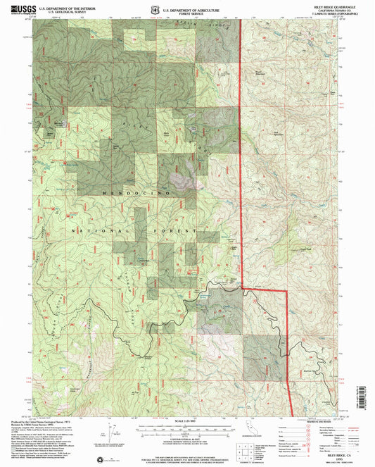 Classic USGS Riley Ridge California 7.5'x7.5' Topo Map Image