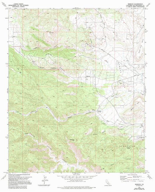 Classic USGS Rimrock California 7.5'x7.5' Topo Map Image