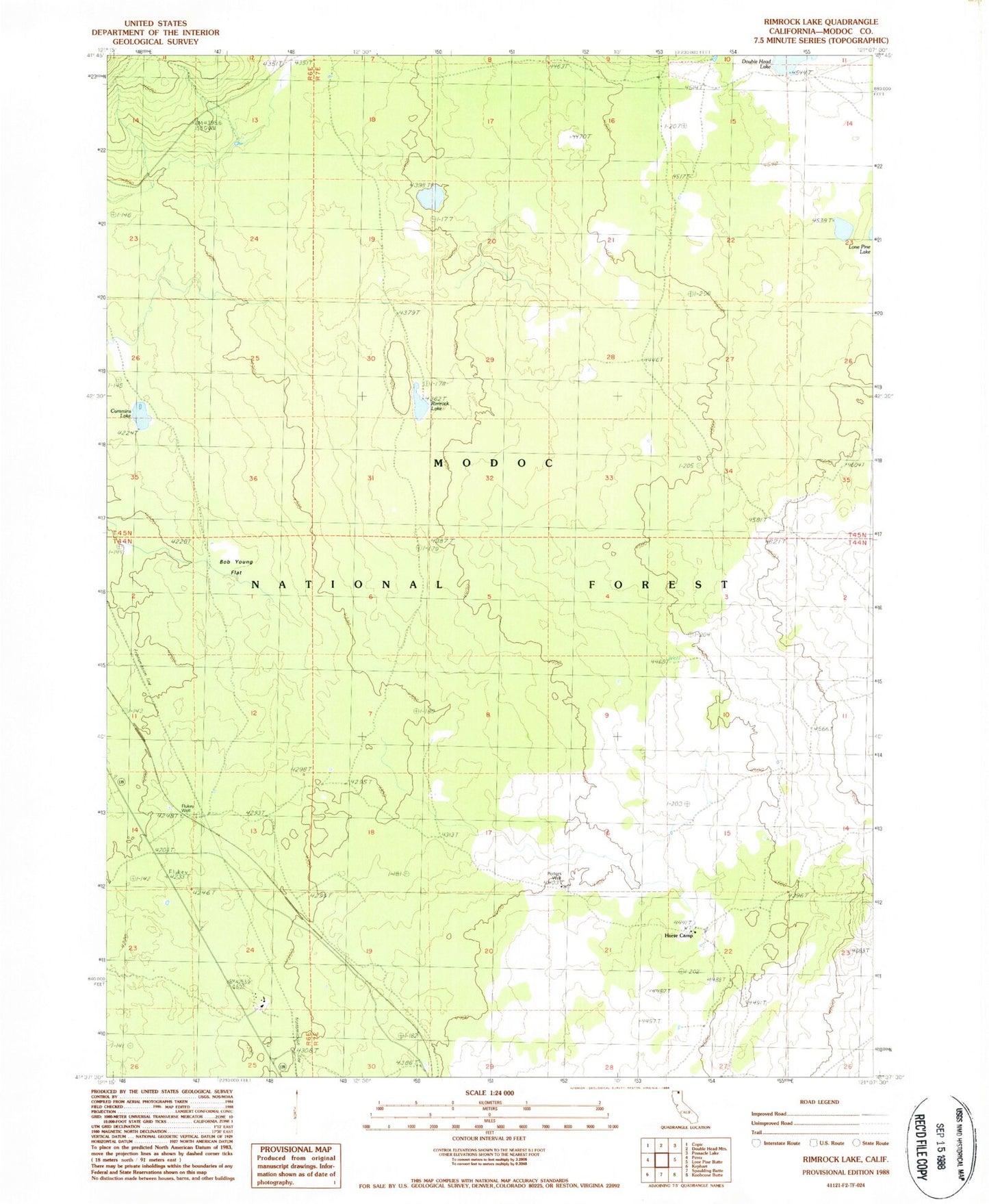 Classic USGS Rimrock Lake California 7.5'x7.5' Topo Map Image