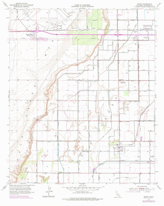 Classic USGS Ripley California 7.5'x7.5' Topo Map Image
