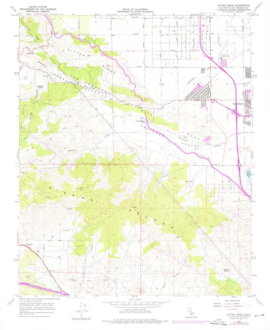 Classic USGS Ritter Ridge California 7.5'x7.5' Topo Map Image