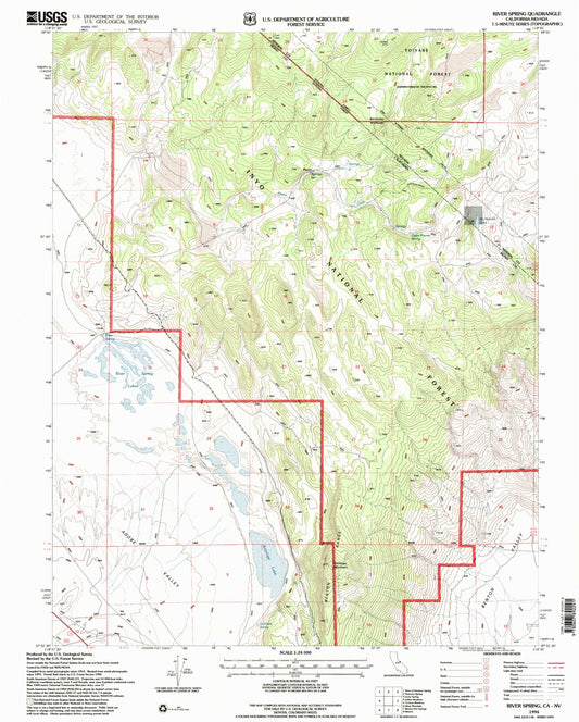 Classic USGS River Spring California 7.5'x7.5' Topo Map Image