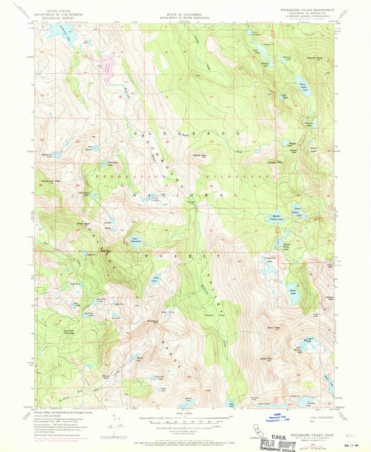 USGS Classic Rockbound Valley California 7.5'x7.5' Topo Map Image