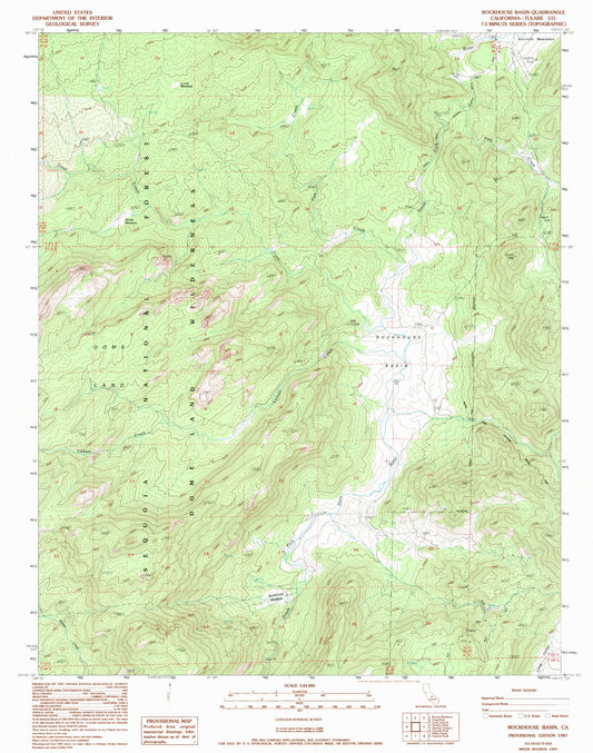 Classic USGS Rockhouse Basin California 7.5'x7.5' Topo Map Image