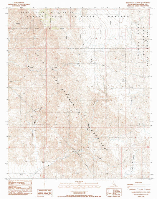 Classic USGS Rockhouse Canyon California 7.5'x7.5' Topo Map Image