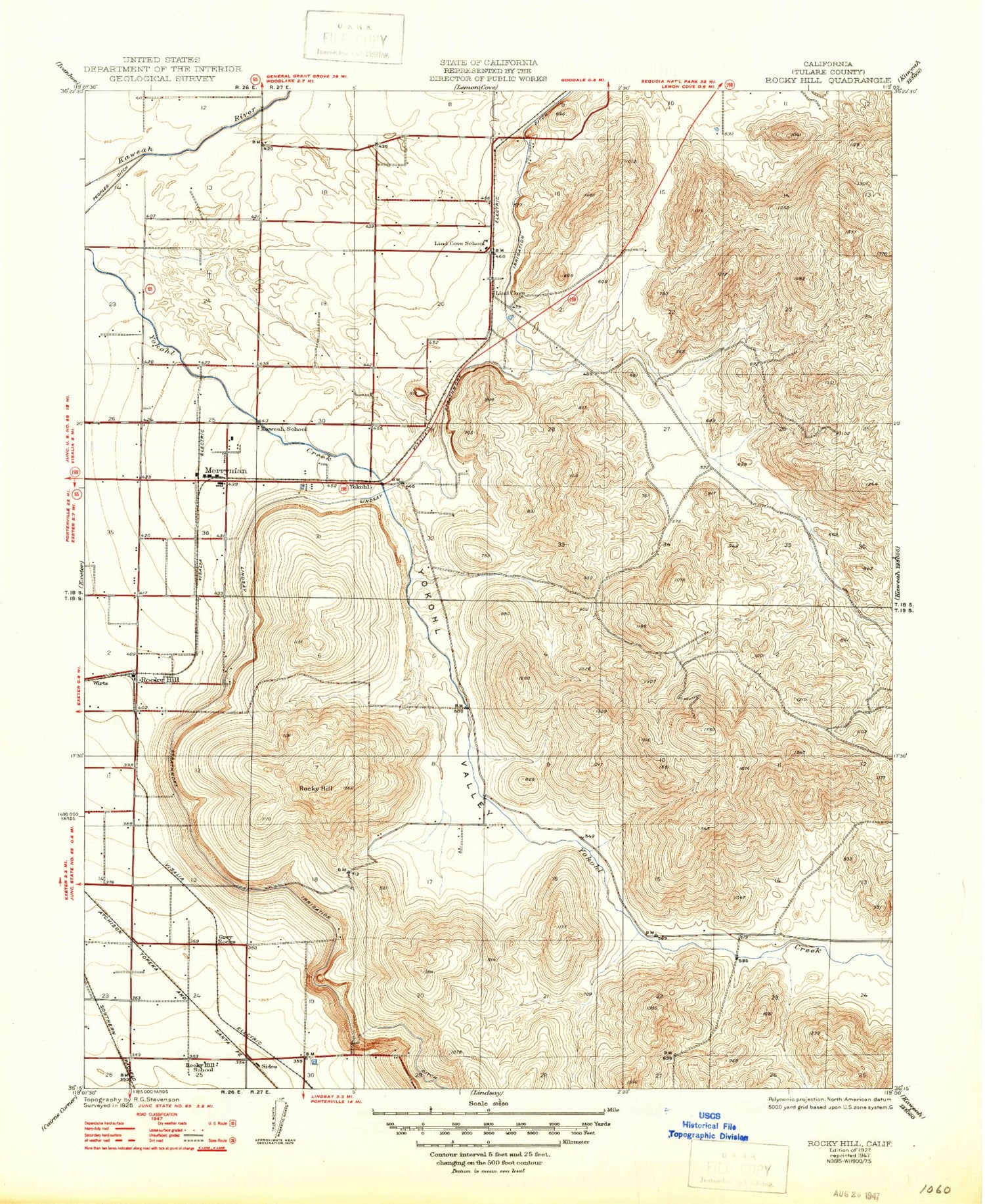Classic USGS Rocky Hill California 7.5'x7.5' Topo Map Image