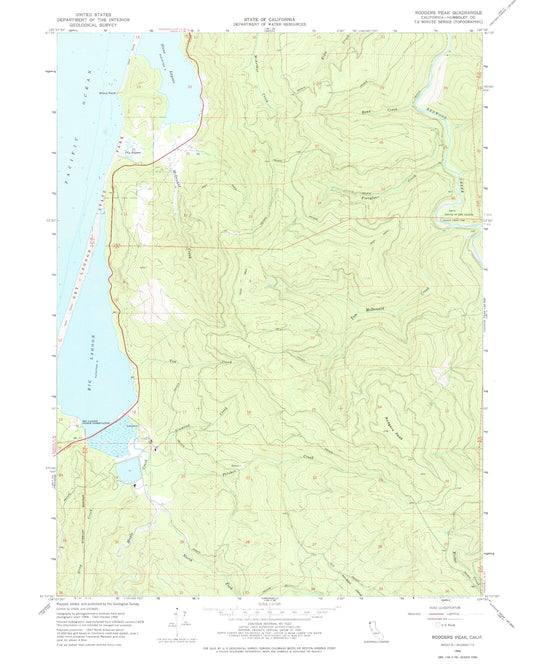 Classic USGS Rodgers Peak California 7.5'x7.5' Topo Map Image