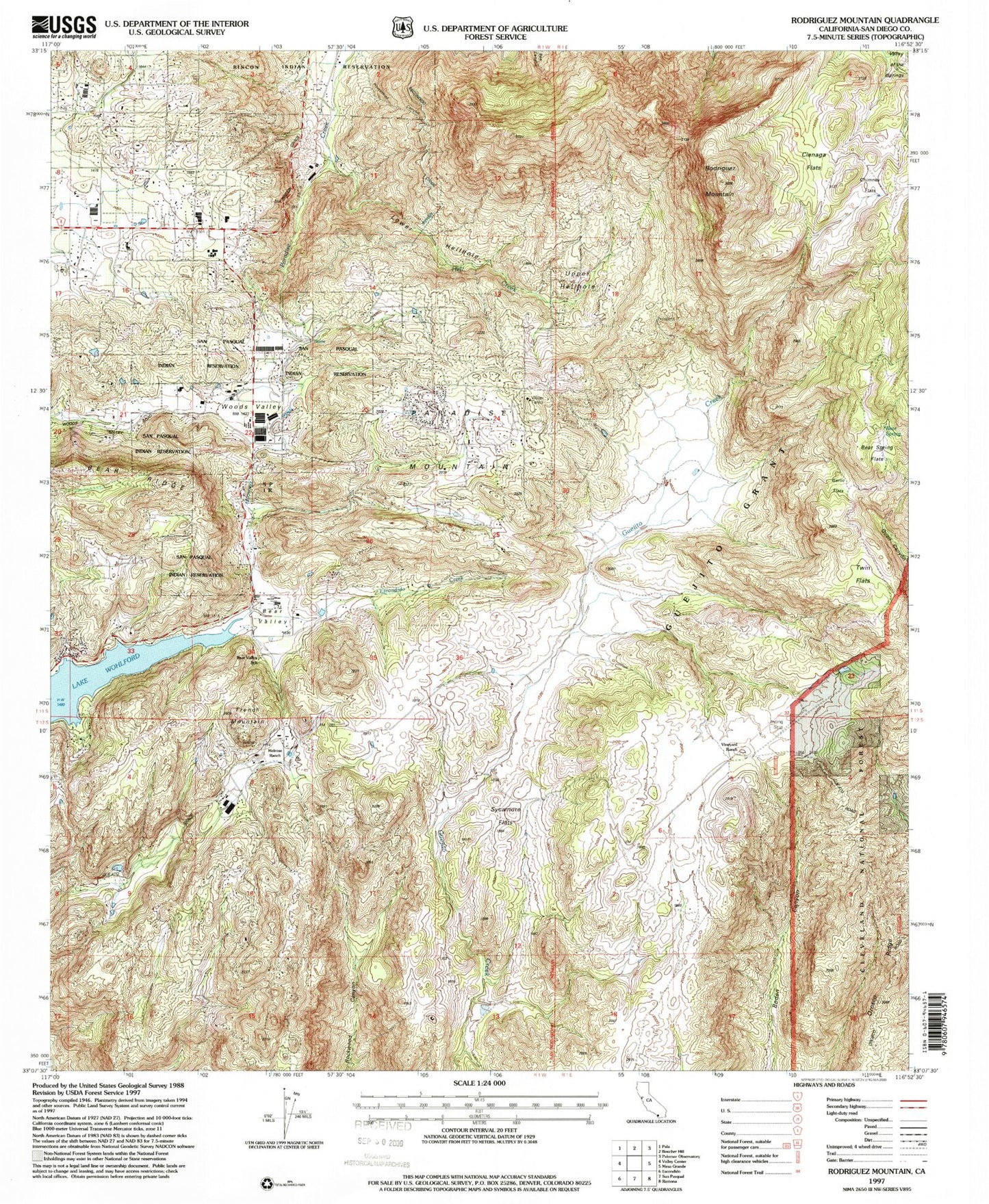 Classic USGS Rodriguez Mountain California 7.5'x7.5' Topo Map Image