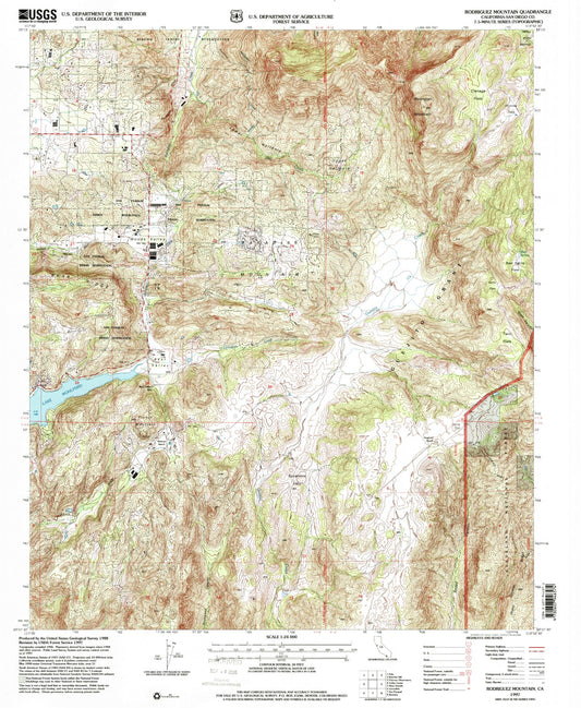 Classic USGS Rodriguez Mountain California 7.5'x7.5' Topo Map Image