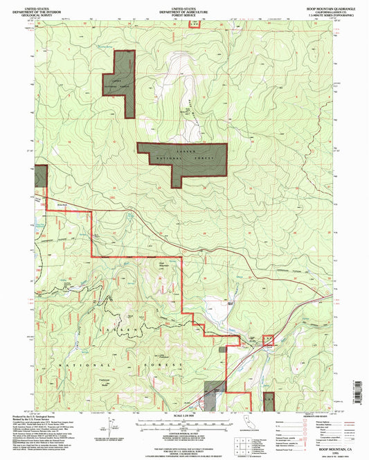 Classic USGS Roop Mountain California 7.5'x7.5' Topo Map Image
