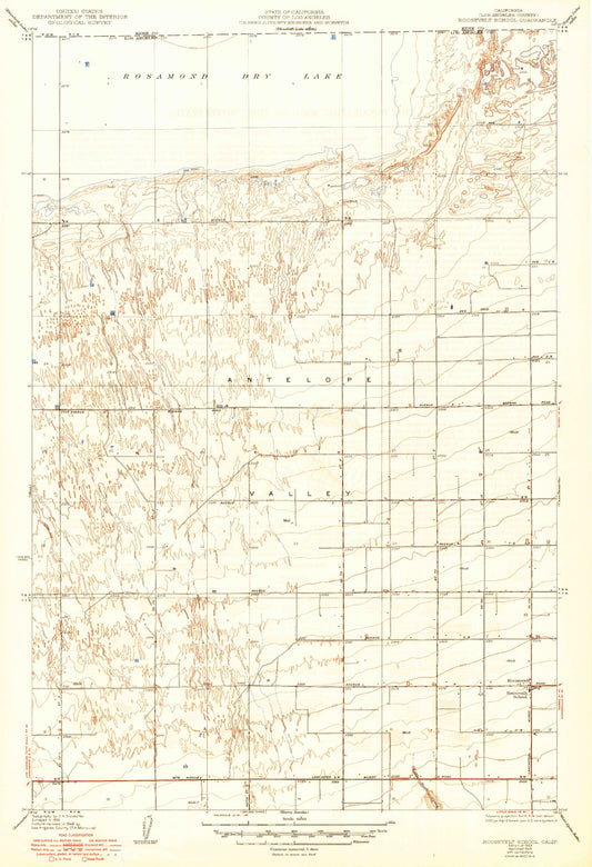 Classic USGS Roosevelt School California 7.5'x7.5' Topo Map Image