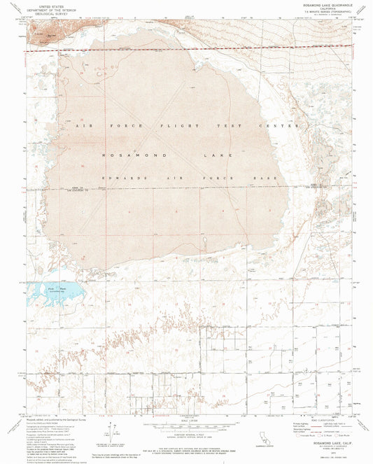 Classic USGS Rosamond Lake California 7.5'x7.5' Topo Map Image