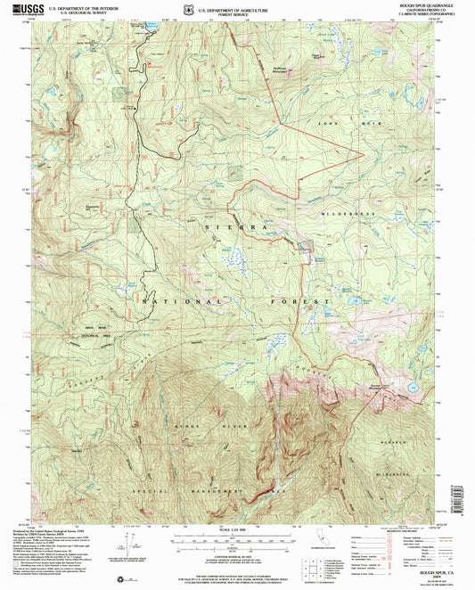 Classic USGS Rough Spur California 7.5'x7.5' Topo Map Image