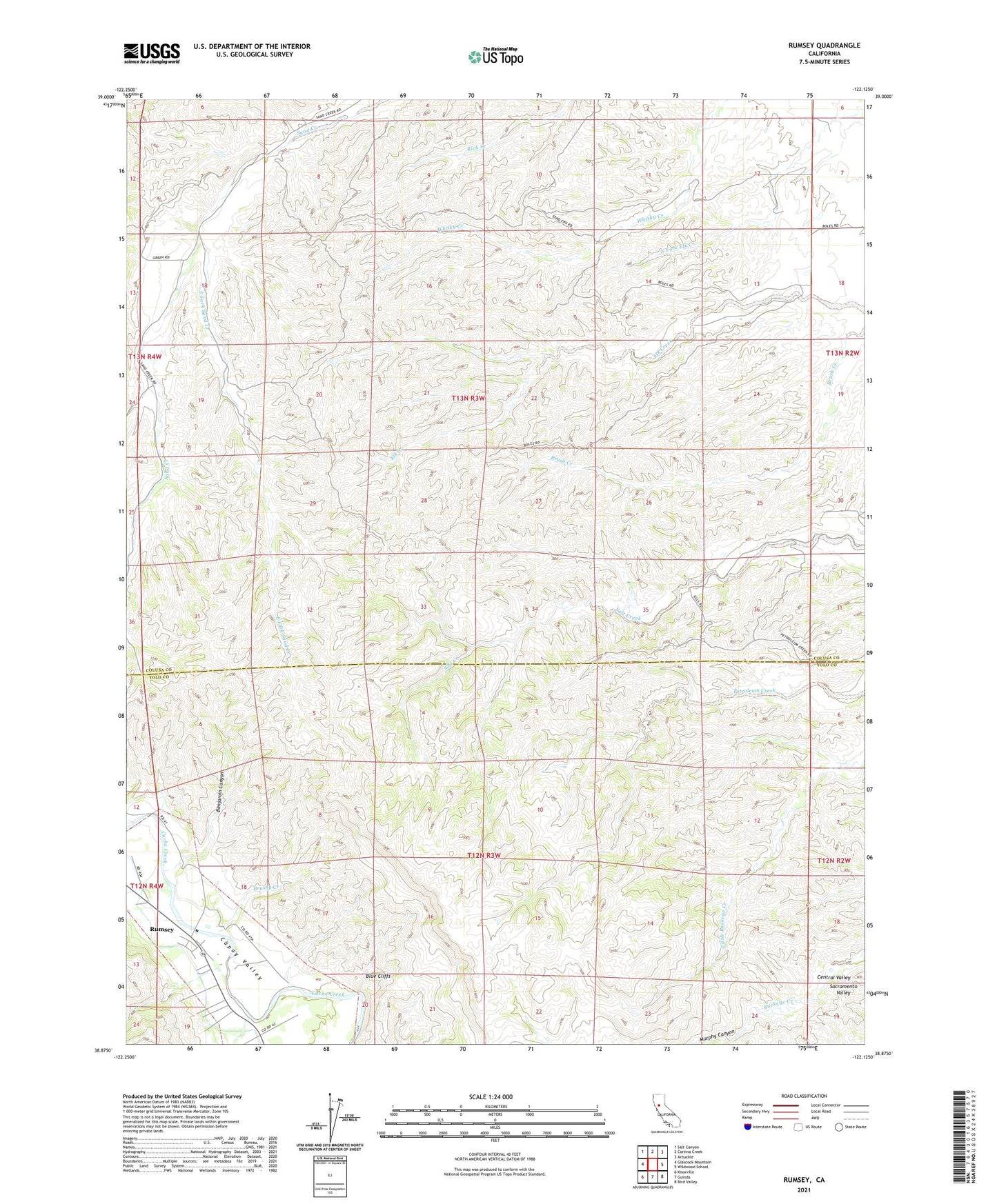 Rumsey California US Topo Map Image