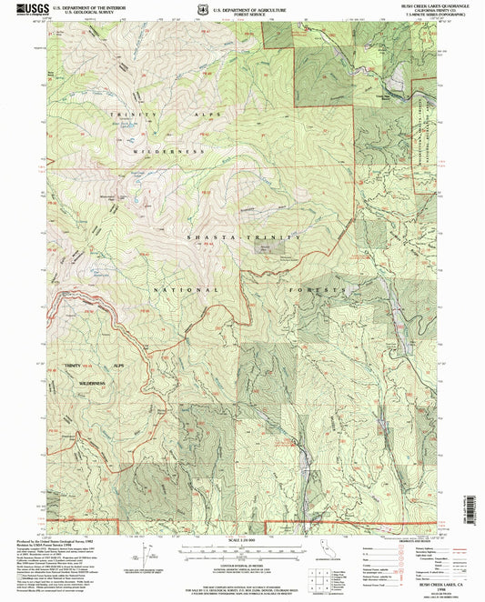 Classic USGS Rush Creek Lakes California 7.5'x7.5' Topo Map Image