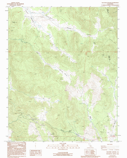 Classic USGS Sacatar Canyon California 7.5'x7.5' Topo Map Image