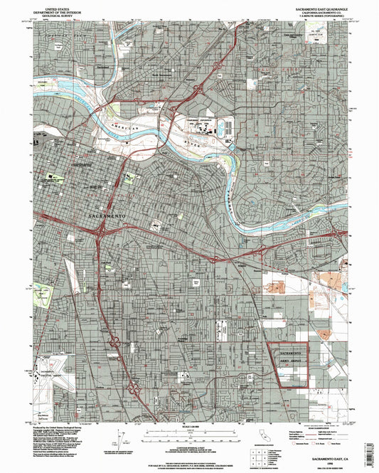 Classic USGS Sacramento East California 7.5'x7.5' Topo Map Image