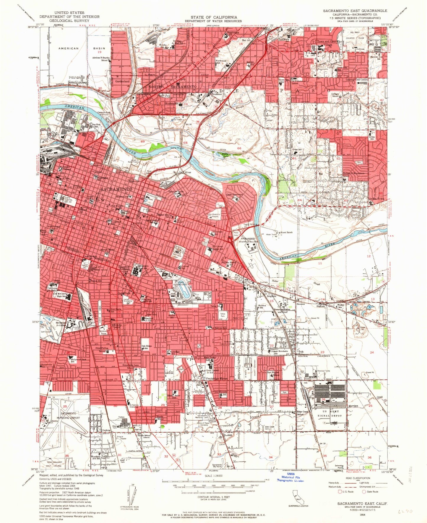 Classic USGS Sacramento East California 7.5'x7.5' Topo Map Image