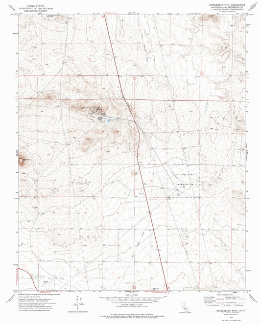 Classic USGS Saddleback Mountain California 7.5'x7.5' Topo Map Image