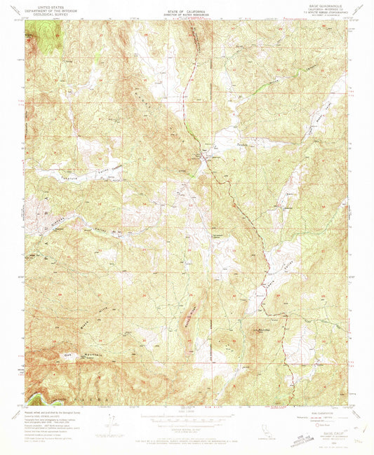 Classic USGS Sage California 7.5'x7.5' Topo Map Image