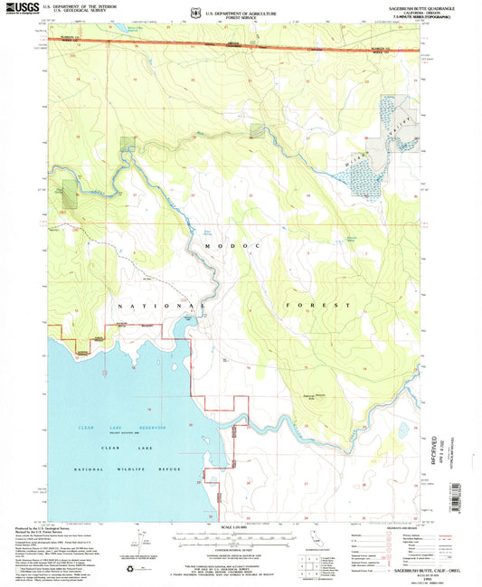 Classic USGS Sagebrush Butte California 7.5'x7.5' Topo Map Image