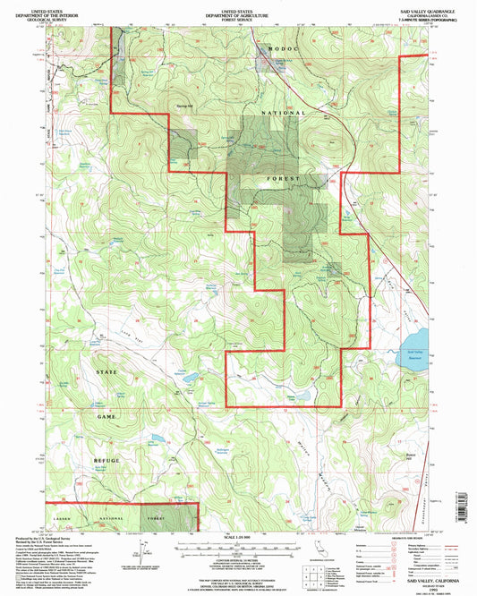 Classic USGS Said Valley California 7.5'x7.5' Topo Map Image