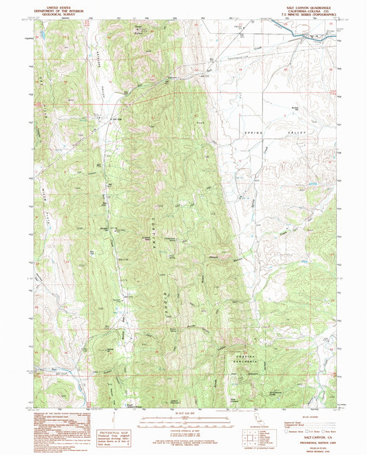 Classic USGS Salt Canyon California 7.5'x7.5' Topo Map Image
