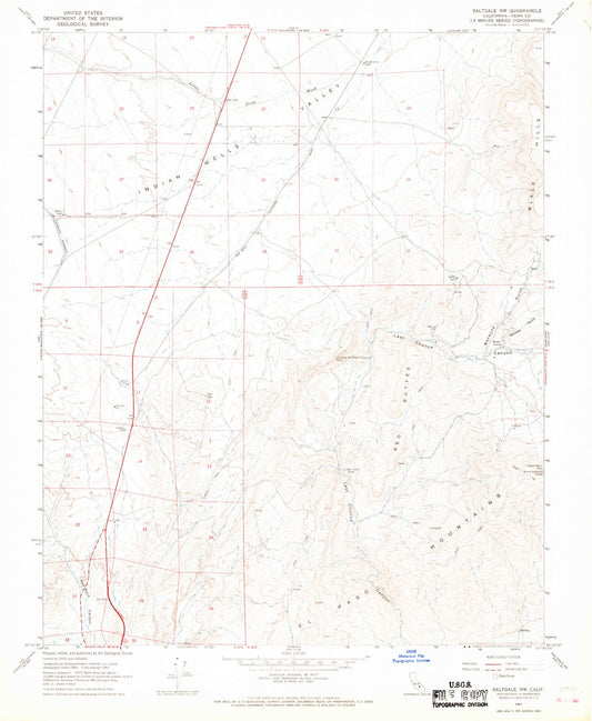 Classic USGS Saltdale NW California 7.5'x7.5' Topo Map Image