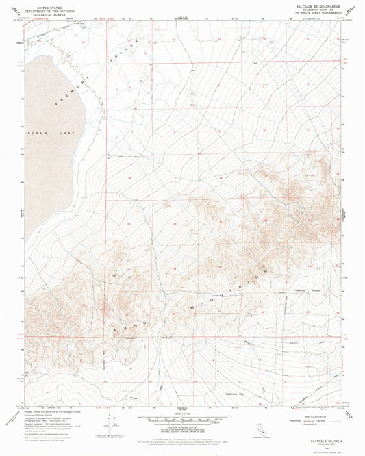 Classic USGS Saltdale SE California 7.5'x7.5' Topo Map Image
