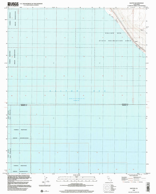 Classic USGS Salton California 7.5'x7.5' Topo Map Image