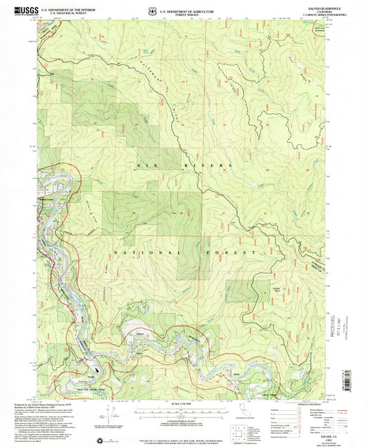 Classic USGS Salyer California 7.5'x7.5' Topo Map Image