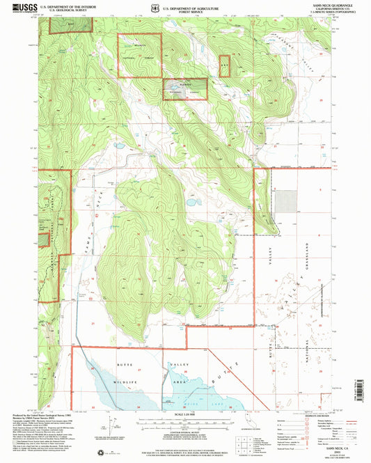 Classic USGS Sams Neck California 7.5'x7.5' Topo Map Image