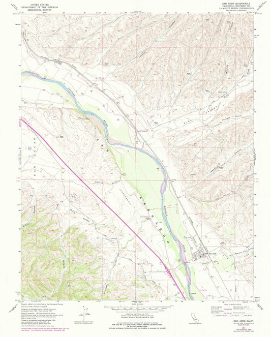 Classic USGS San Ardo California 7.5'x7.5' Topo Map Image