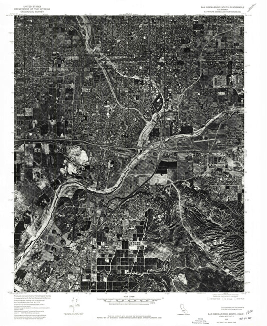 Classic USGS San Bernardino South California 7.5'x7.5' Topo Map Image