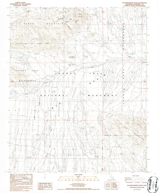 Classic USGS San Bernardino Wash California 7.5'x7.5' Topo Map Image