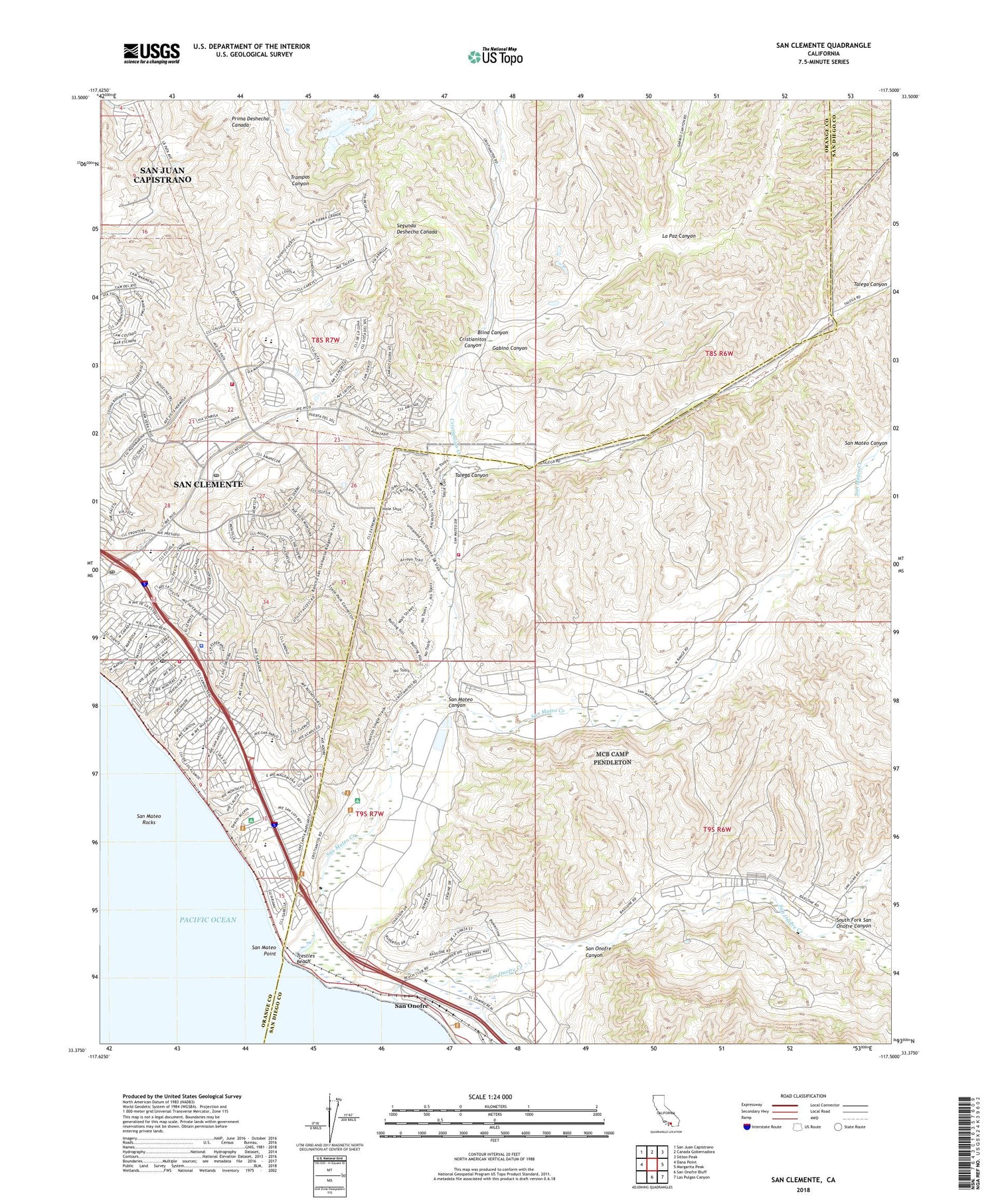 San Clemente California US Topo Map Image