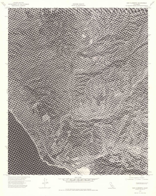 Classic USGS San Clemente California 7.5'x7.5' Topo Map Image