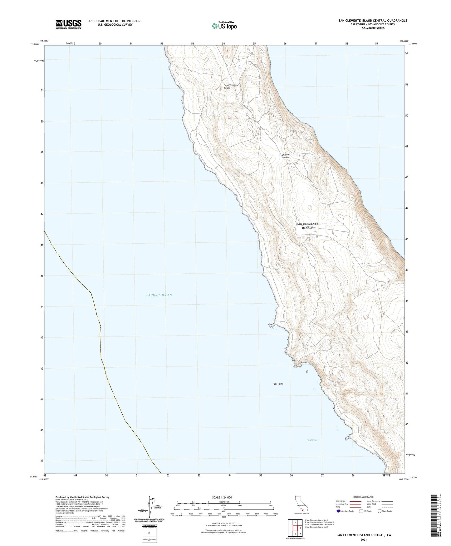 San Clemente Island Central California US Topo Map Image