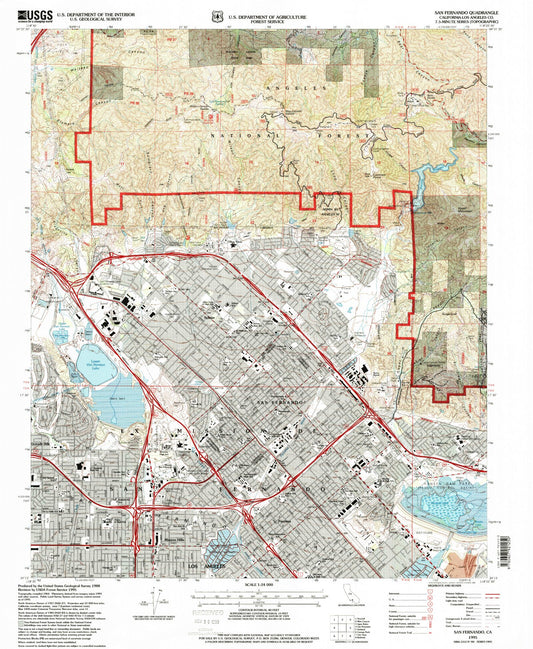 Classic USGS San Fernando California 7.5'x7.5' Topo Map Image