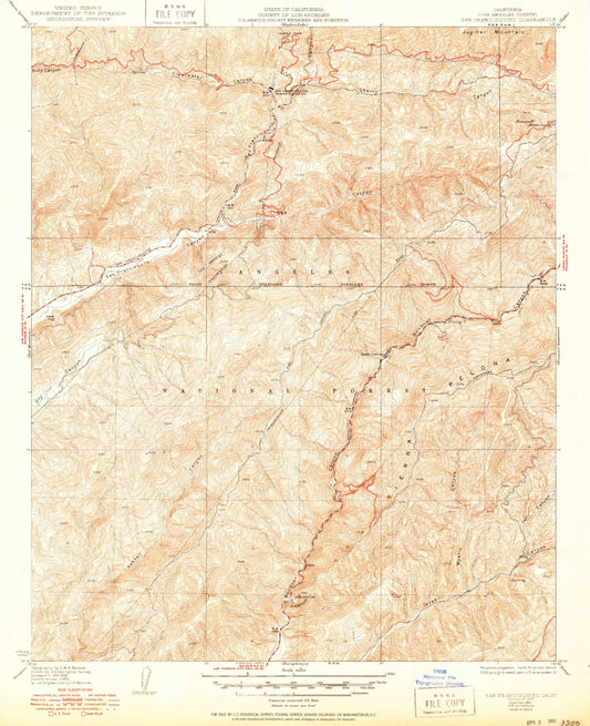 Classic USGS San Francisquito California 7.5'x7.5' Topo Map Image