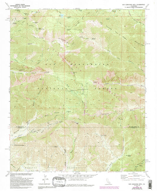 USGS Classic San Gorgonio Mountain California 7.5'x7.5' Topo Map Image