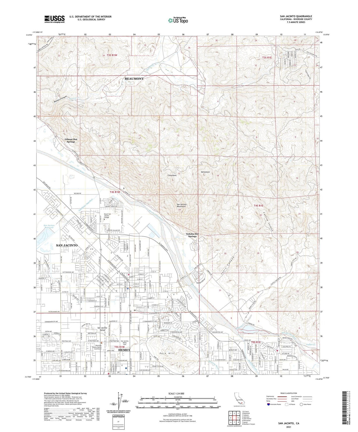 San Jacinto California US Topo Map Image