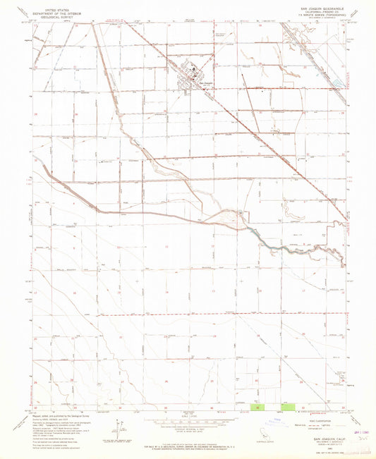 Classic USGS San Joaquin California 7.5'x7.5' Topo Map Image
