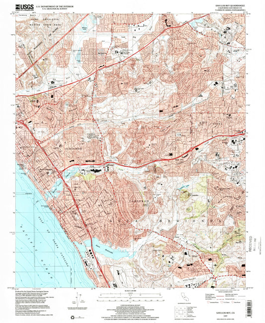 Classic USGS San Luis Rey California 7.5'x7.5' Topo Map Image
