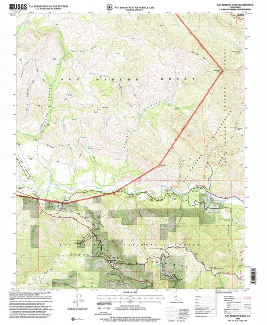 Classic USGS San Marcos Pass California 7.5'x7.5' Topo Map Image