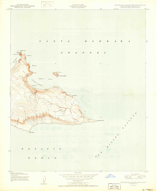 Classic USGS San Miguel Island East California 7.5'x7.5' Topo Map Image