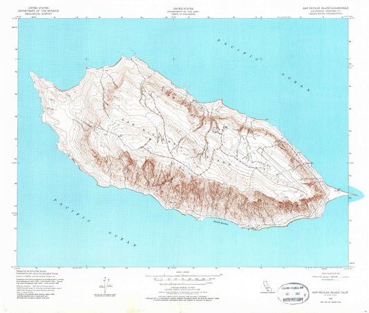Classic USGS San Nicolas Island California 7.5'x7.5' Topo Map Image