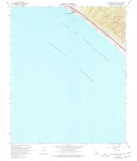 Classic USGS San Onofre Bluff California 7.5'x7.5' Topo Map Image