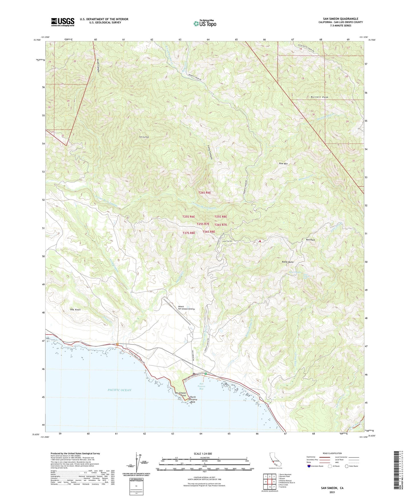 San Simeon California US Topo Map Image