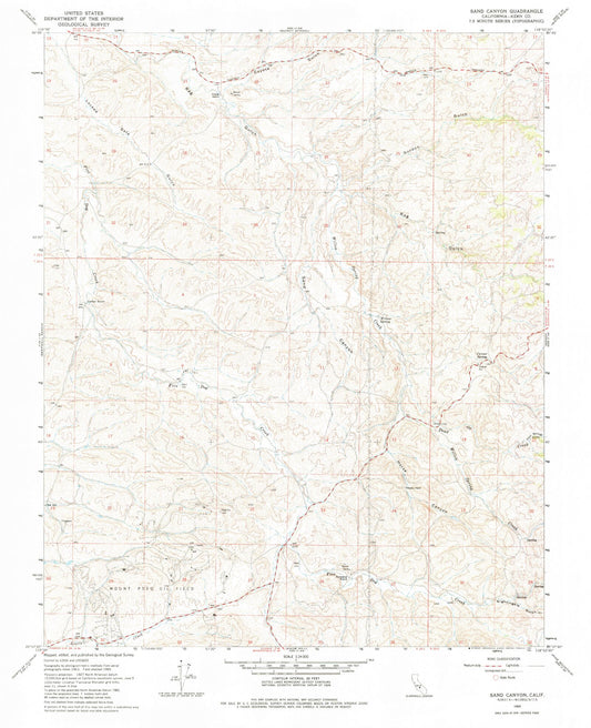 Classic USGS Sand Canyon California 7.5'x7.5' Topo Map Image